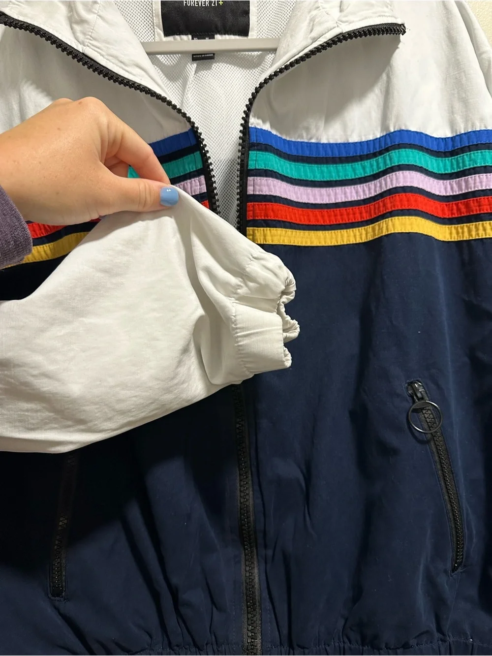Forever 21 Women’s 1X Colorblock Multicolor Stripes Windbreaker